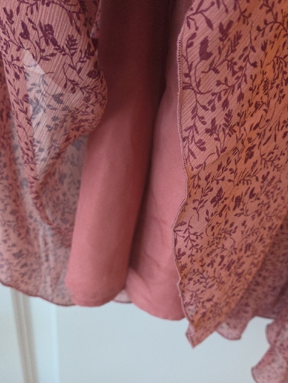 Long Ruffle Front Floral Maxi Dress - Rust Pink - Picture 3 of 6